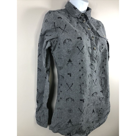 Legendary White Tails Women's Long Sleeve Flannel Tunic Top Gray XS - Picture 2 of 16